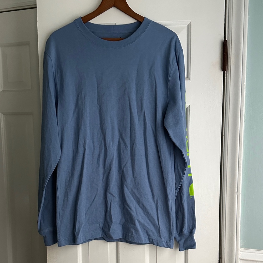 Carhartt Men's Long Sleeve Shirt in Blue and Neon Green